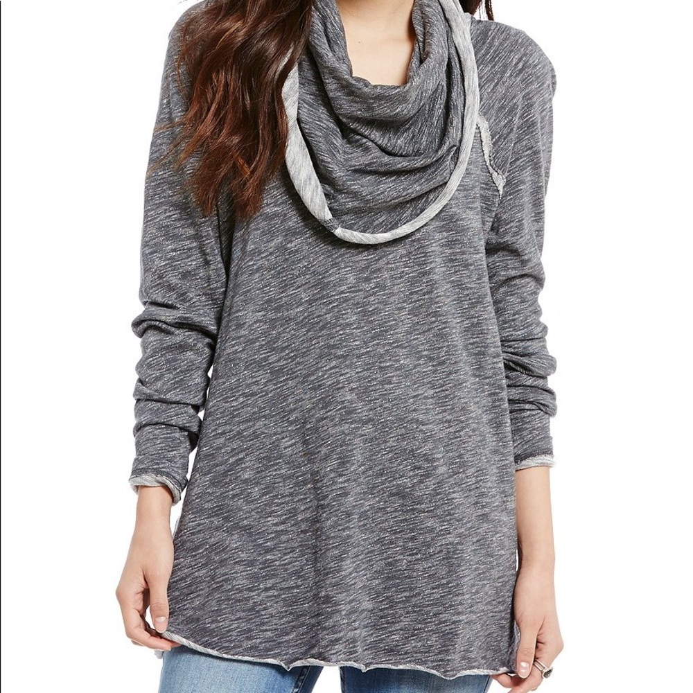 Free People Cotton Cowl Neck Pullover Knit Tunic